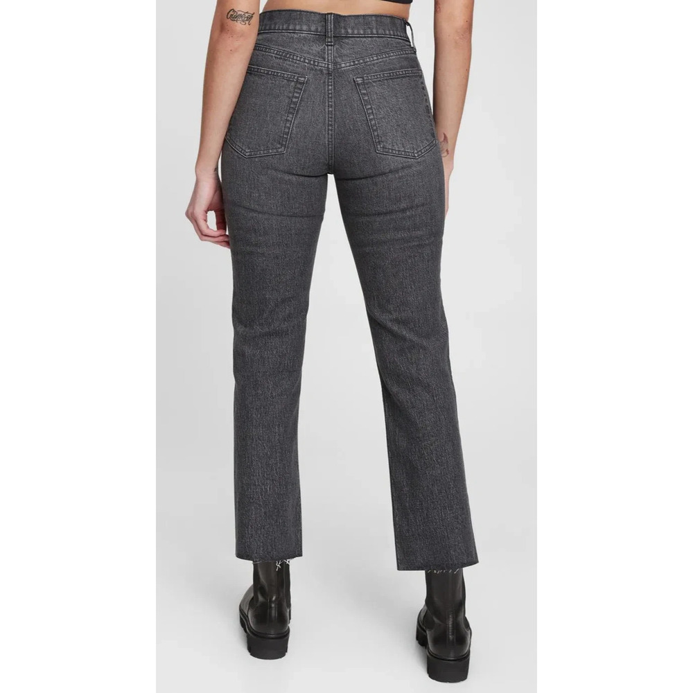 Gap Cheeky Straight High Rise Denim Jeans Button Fly Size 8 29 Washed Black - Picture 7 of 12